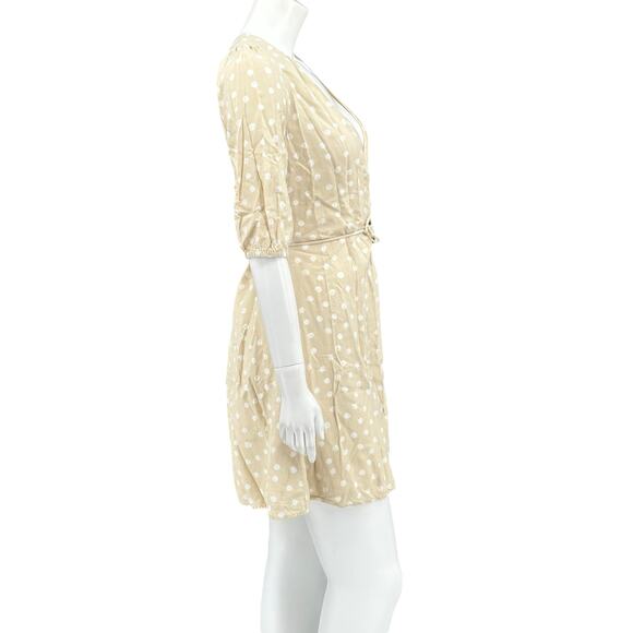 Samsoe Samsoe Dress Womens Small Britt Short Sleeve Wrap Mini Rice Doodle Dot - Picture 3 of 9